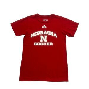 Adidas Nebraska Cornhuskers Shirt Mens Small S Red White Soccer Short Sleeve